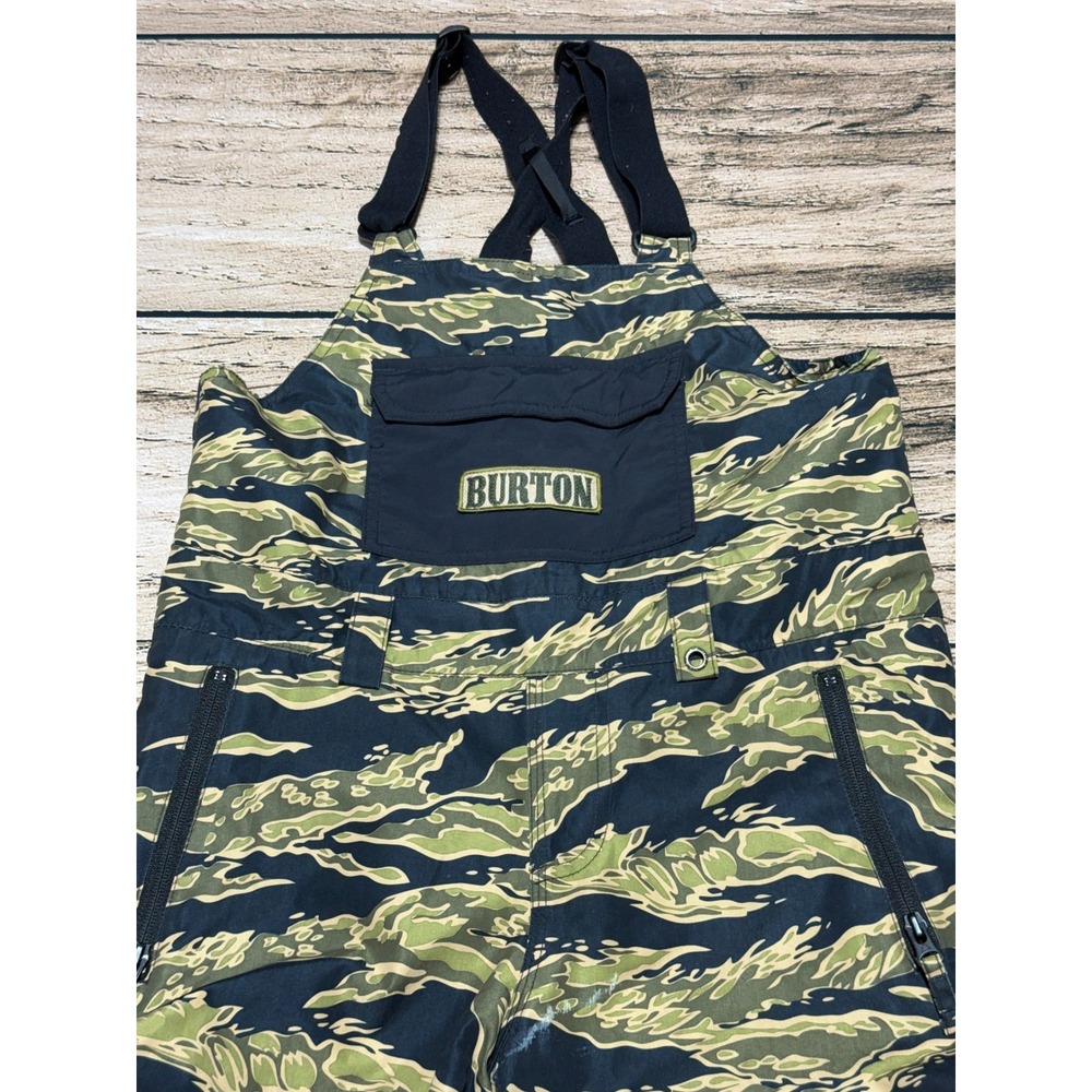 Burton Skylar Bib Snow Pants Youth Small Green Tiger Stripe Camo 171501 DRYRIDE